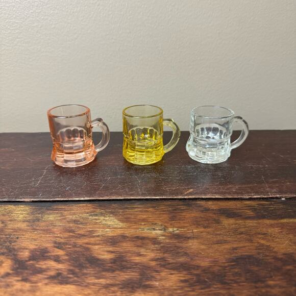 Federal Glass Vintage Miniature Set of 3 Mini Mug Shot Glasses toothpick holders - Picture 13 of 13